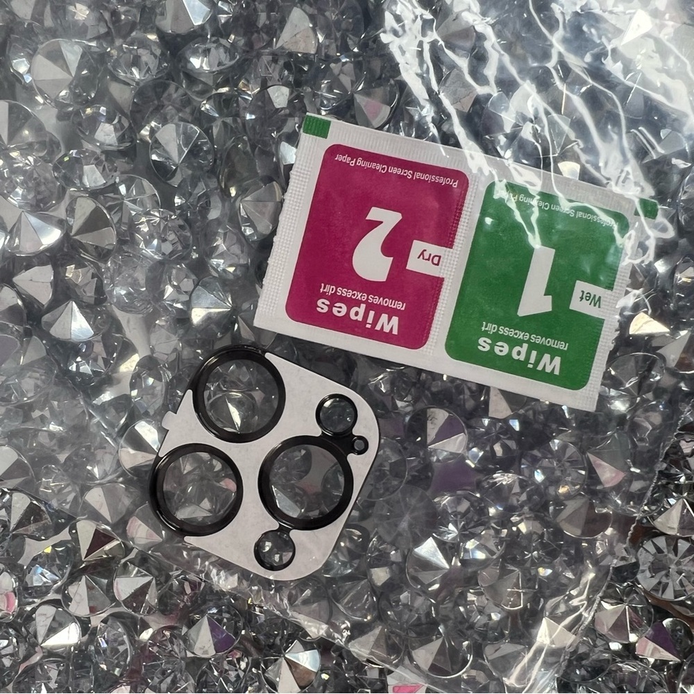 Sparkling Black Rhinestone Camera Lens Protector for Cell Phones - Picture 2 of 3